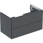 Mueble bajo Geberit serie ONE para lavabo, con dos cajones: Ancho de lavabo=90cm, Negro, Cubierto mate